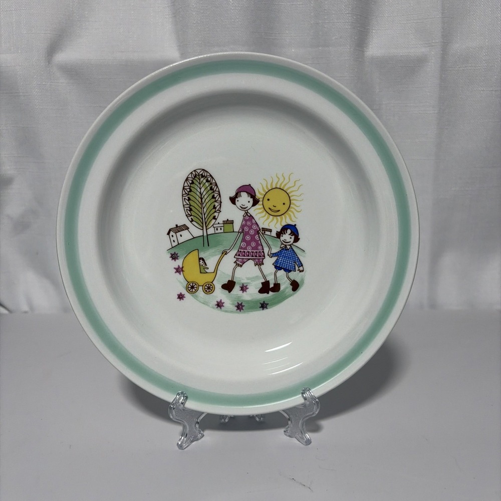 Arabia Child Dinner Plate 7.75" Finlandia Mother Children Finland Porcelain